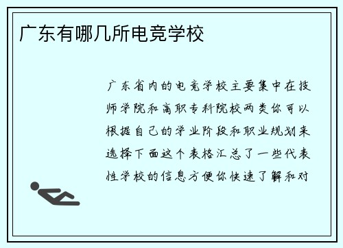 广东有哪几所电竞学校